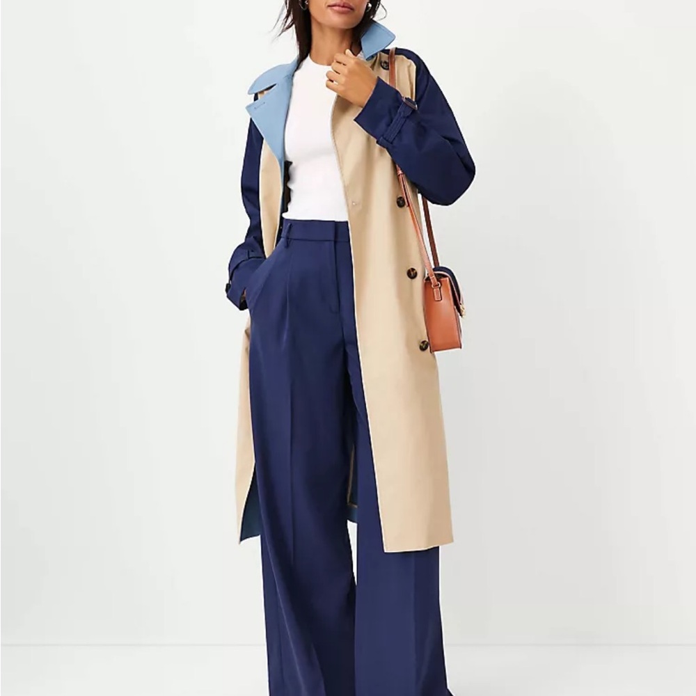Ann Taylor Blue and Khaki trench coat